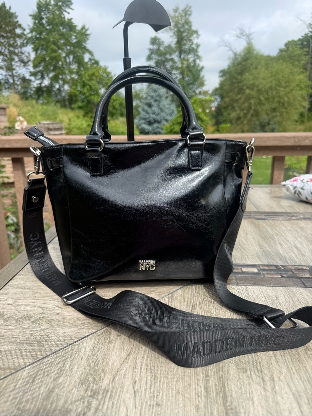 NWOT Madden NYC Top Handle Black Satchel Handbag - Picture 4 of 11